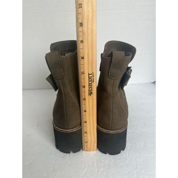 Blondo Waterproof Brown Suede Leather Zip Side Lug Sole Buckle Ankle Boots 11M - Picture 8 of 11
